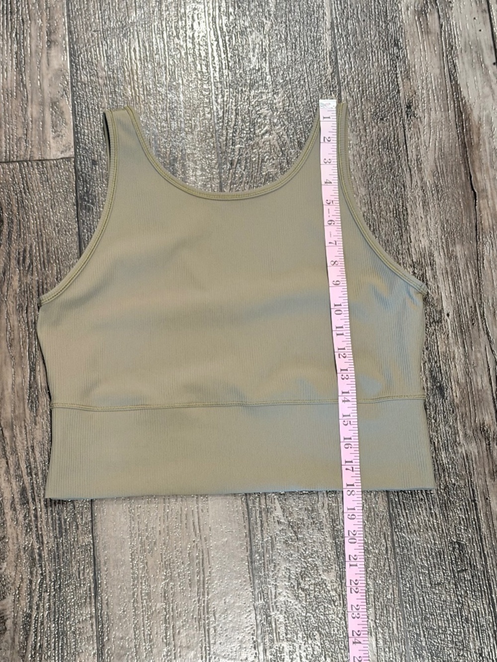 🍋 Lululemon Power Pivot Ribbed Tank Top Bronze Green Cropped - Picture 6 of 6